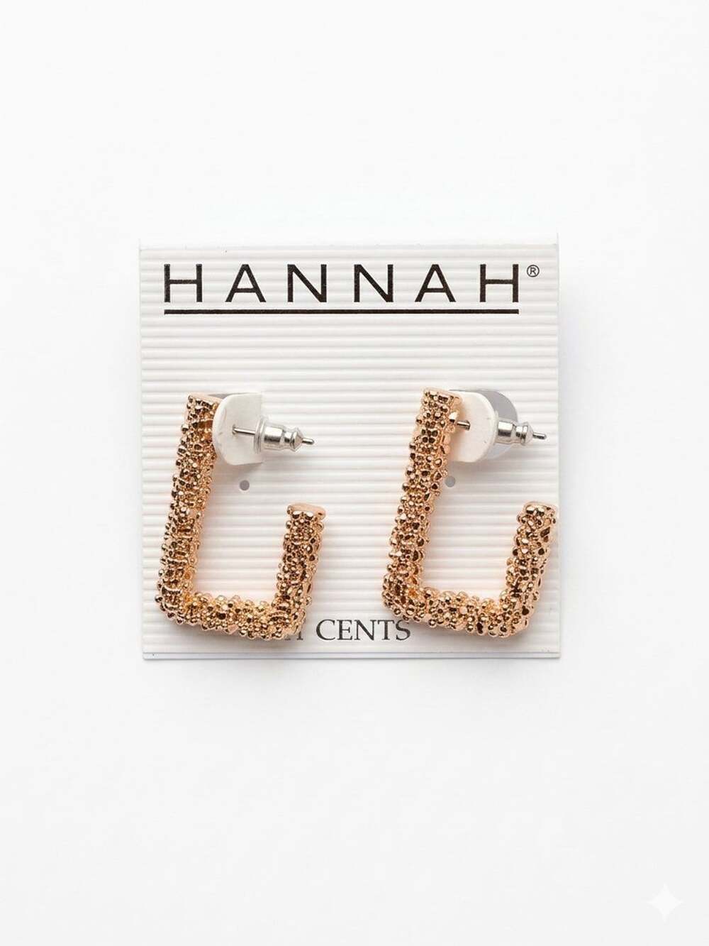 Hannah Textured Rectangle Half Hoop Earrings Rose Gold